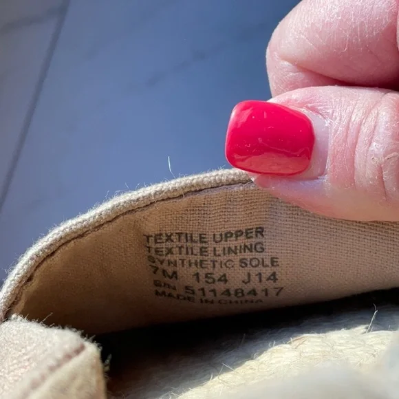 Tory Burch Color Block Espadrille Flat Canvas Tan Red- Size 7 Medium - Picture 7 of 16